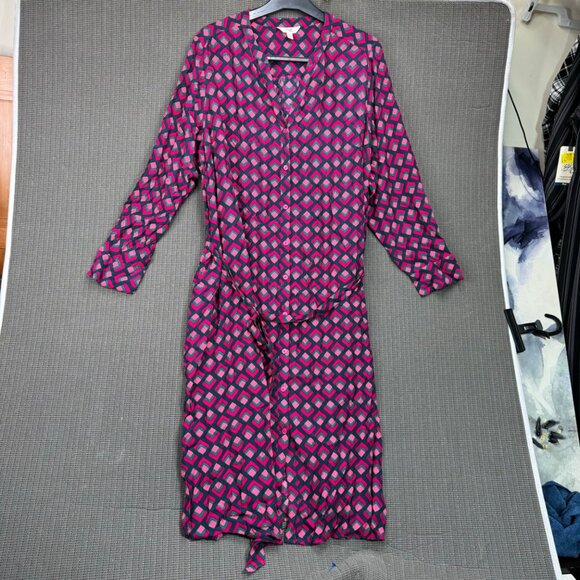 Terra & Sky Womens 2X Geometric Print Dress In Pink & Blue - Made In India - Picture 2 of 11